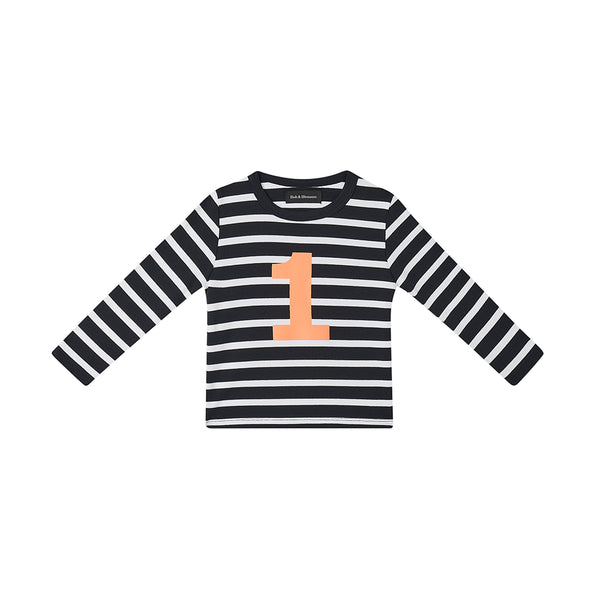 Black & White Breton Striped Number 1 T Shirt