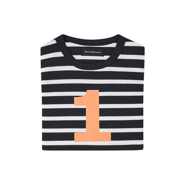 Black & White Breton Striped Number 1 T Shirt