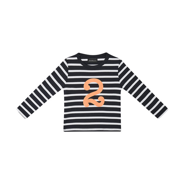 Black & White Breton Striped Number 2 T Shirt