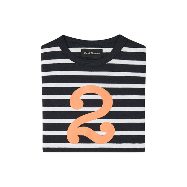 Black & White Breton Striped Number 2 T Shirt