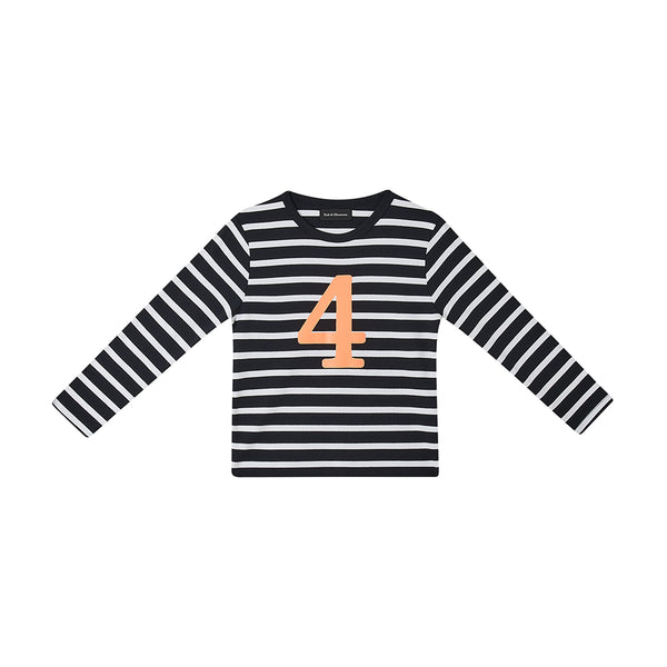 Black & White Breton Striped Number 4 T Shirt
