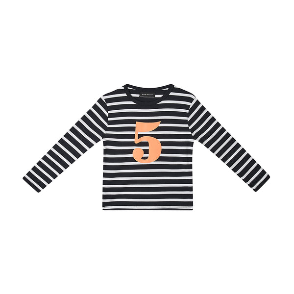 Black & White Breton Striped Number 5 T Shirt
