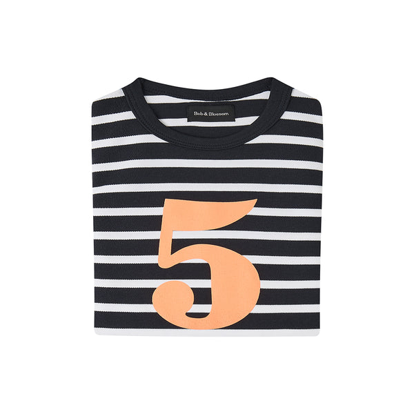 Black & White Breton Striped Number 5 T Shirt