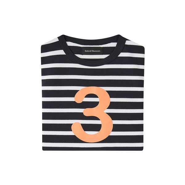 Black & White Breton Striped Number 3 T Shirt
