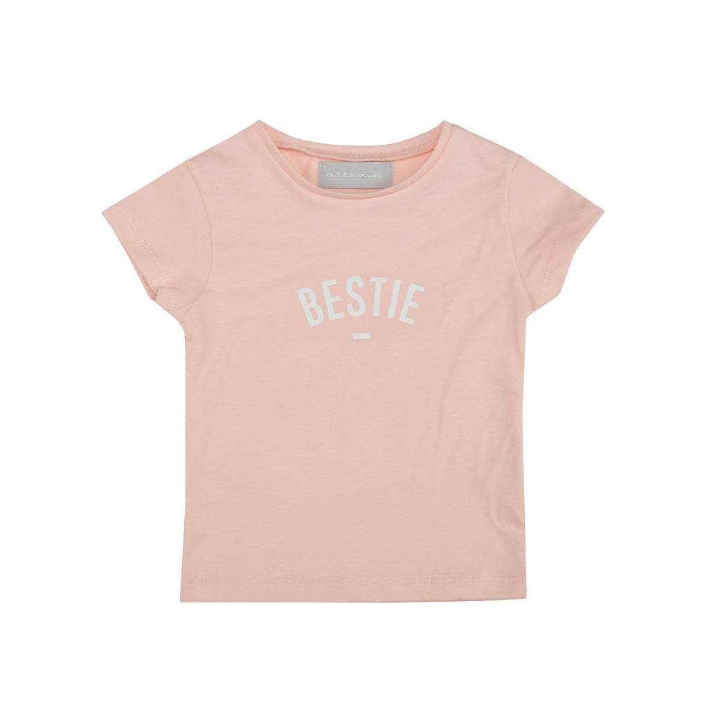 Blush 'BESTIE' Cap-Sleeved T Shirt Blush