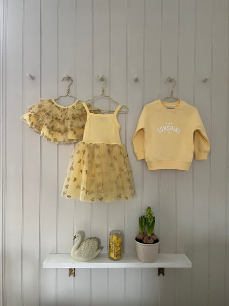 Lemon & Gold Glitter Heart Cape