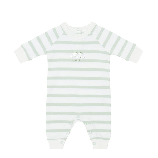 Powder Blue & White 'Love You To The Moon and Back' Breton Striped All-In-One