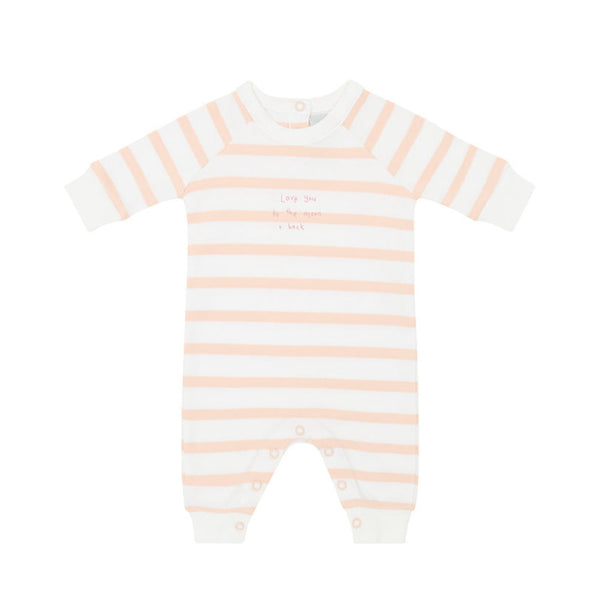Powder Pink & White 'Love You To The Moon and Back' Breton Striped All-In-One