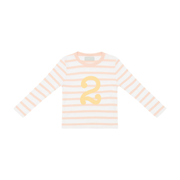 Powder Pink & White Breton Striped Number 2 T Shirt