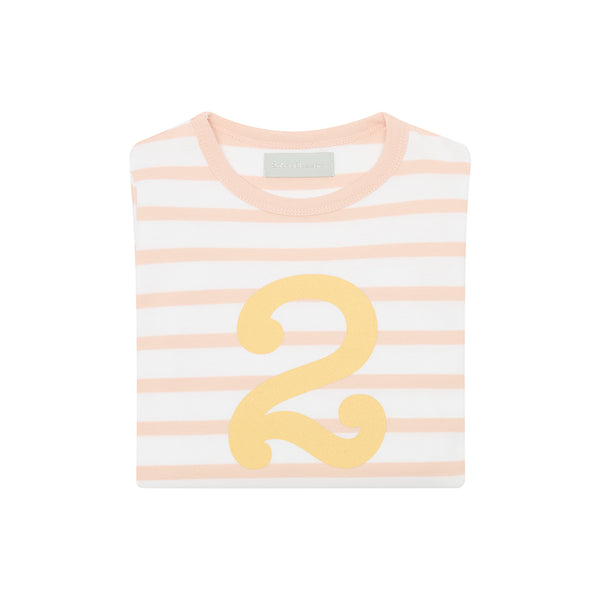 Powder Pink & White Breton Striped Number 2 T Shirt