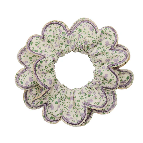Scalloped floral scrunchie