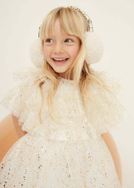 White & Gold Sparkle Cape