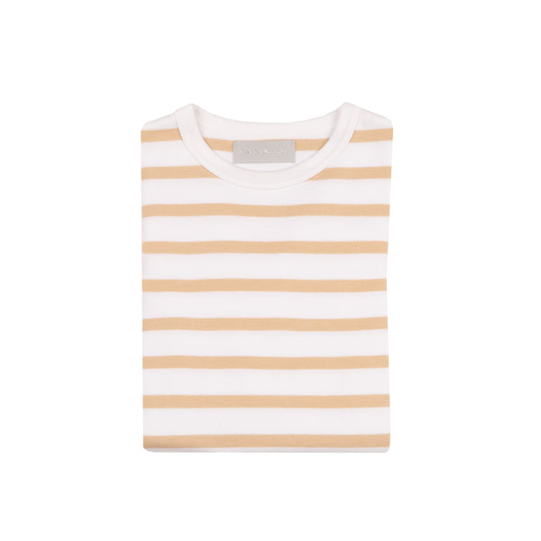 Biscuit & White Breton Striped T Shirt