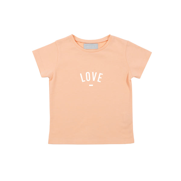 Peach 'LOVE' Cap-Sleeved T Shirt