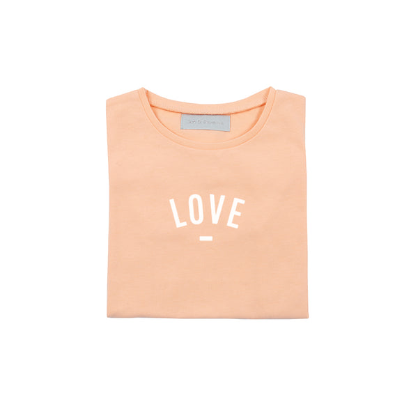 Peach 'LOVE' Cap-Sleeved T Shirt