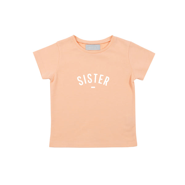 Peach 'SISTER' Cap-Sleeved T Shirt
