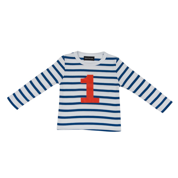 French Blue & White Breton Striped Number 1 T Shirt