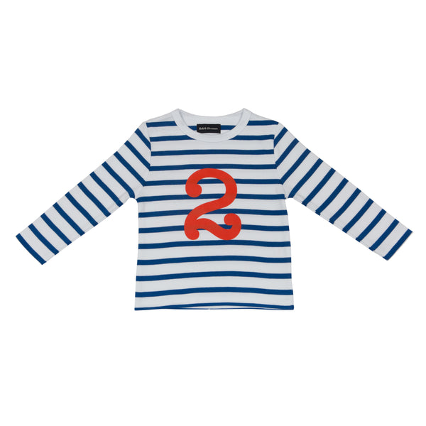 French Blue & White Breton Striped Number 2 T Shirt