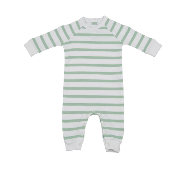 Seafoam & White Breton Striped All-In-One