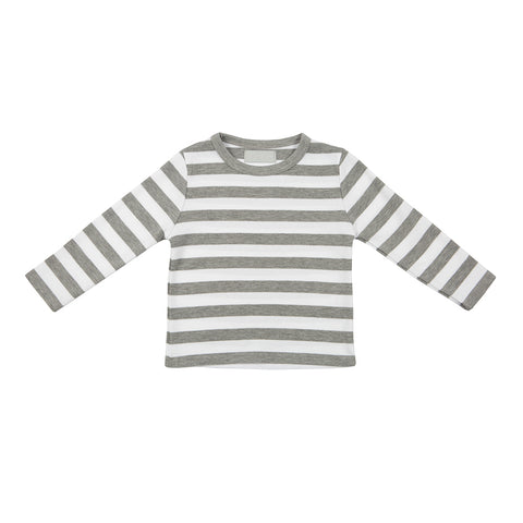 Grey Marl & White Breton Striped T Shirt