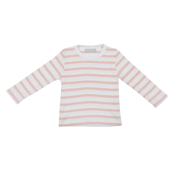 Dusty Pink & White Breton Striped T Shirt