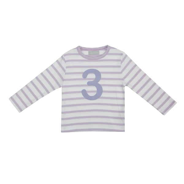 Parma Violet & White Breton Striped Number 3 T Shirt