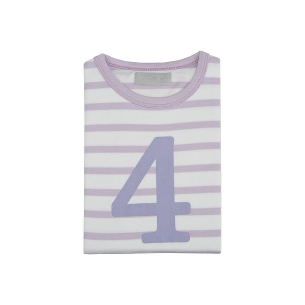 Parma Violet & White Breton Striped Number 4 T Shirt