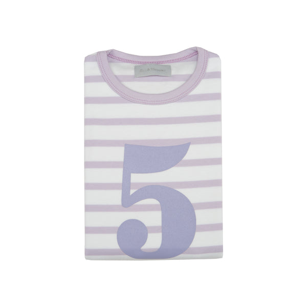 Parma Violet & White Breton Striped Number 5 T Shirt