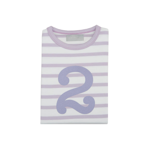 Parma Violet & White Breton Striped Number 2 T Shirt