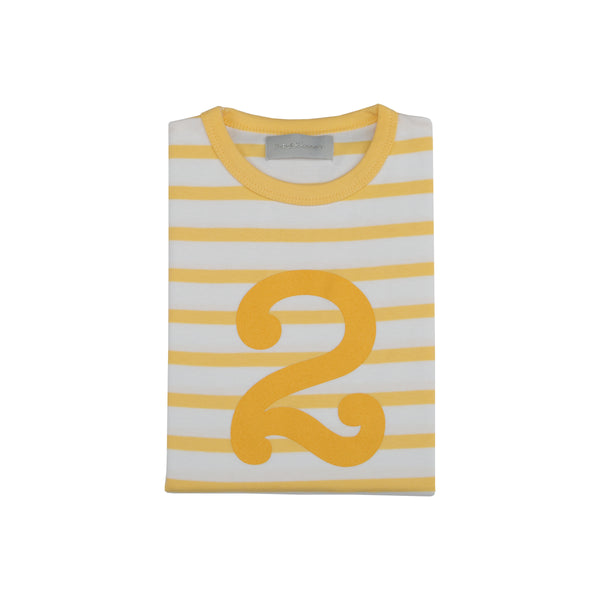 Buttercup & White Breton Striped Number 2 T Shirt