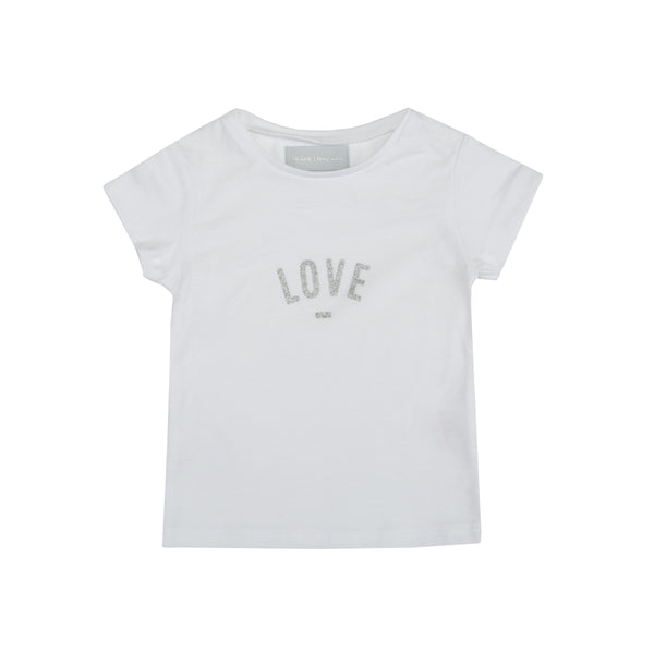White 'LOVE' Cap-Sleeved T Shirt