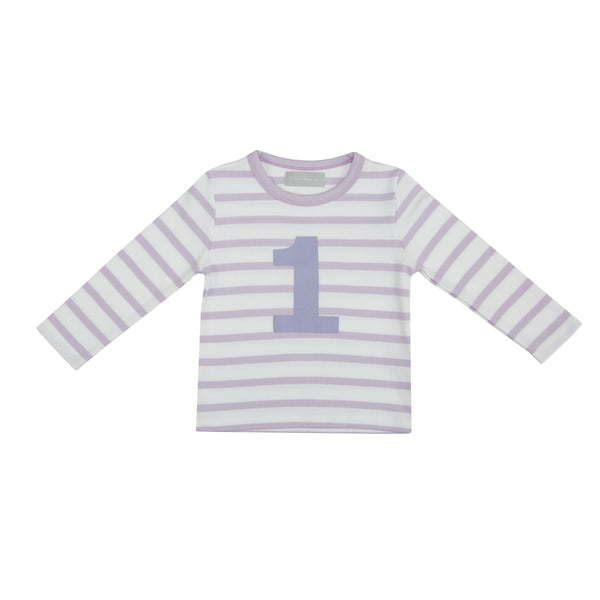 Parma Violet & White Breton Striped Number 1 T Shirt
