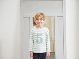 Seafoam & White Breton Striped Number 5 T Shirt