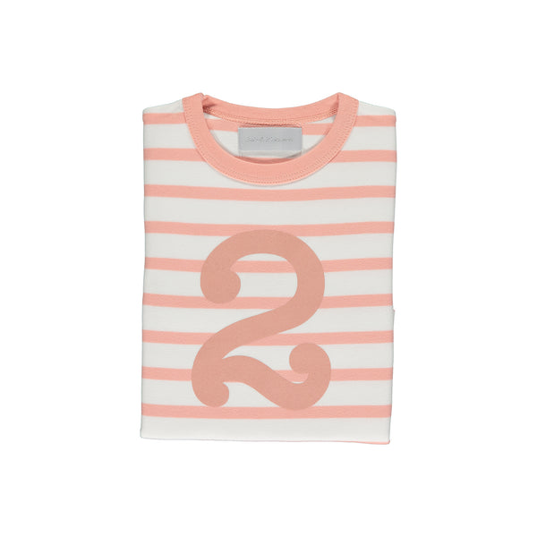 Shrimp & White Breton Striped Number 2 T Shirt