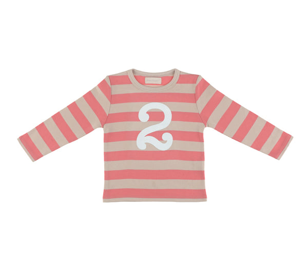 Posy Pink & Sand Striped Number 2 T Shirt