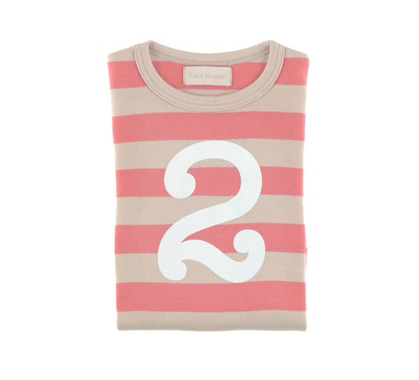 Posy Pink & Sand Striped Number 2 T Shirt