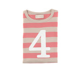 Posy Pink & Sand Striped Number 4 T Shirt