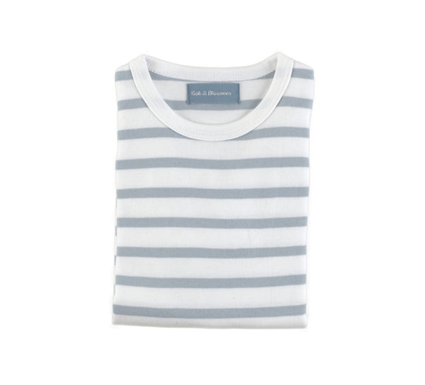 Grey & White Breton Striped T Shirt