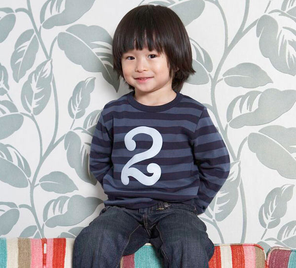 Vintage Blue & Navy Striped Number 3 T Shirt