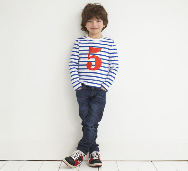 French Blue & White Breton Striped Number 2 T Shirt