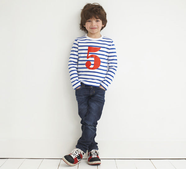 French Blue & White Breton Striped Number 1 T Shirt