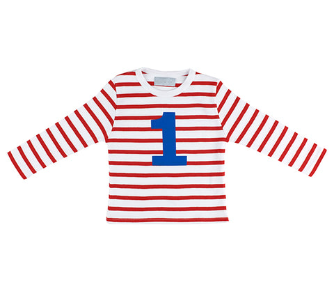 Red & White Breton Striped Number 1 T Shirt