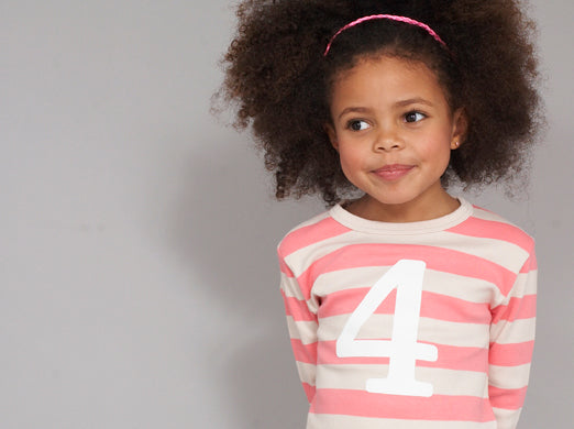 Posy Pink & Sand Striped Number 5 T Shirt