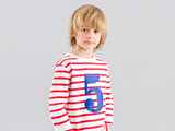 Red & White Breton Striped Number 5 T Shirt
