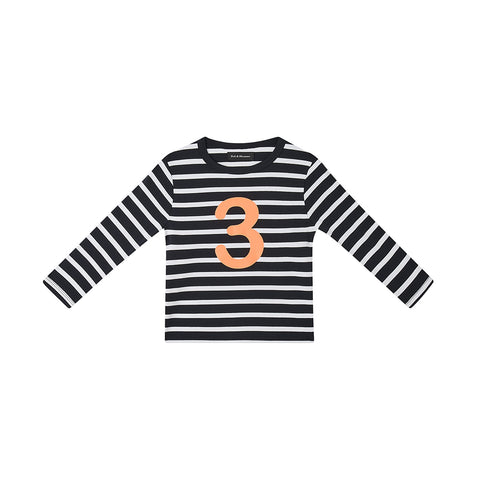 Black & White Breton Striped Number 3 T Shirt