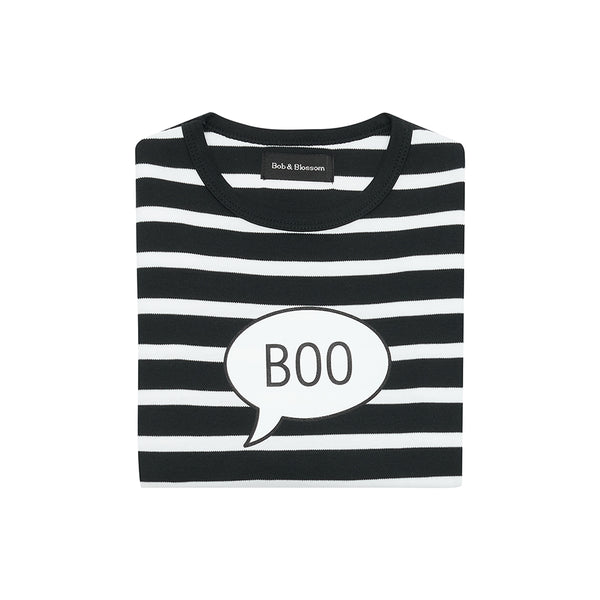 Black & White Breton Striped 'Boo' T Shirt