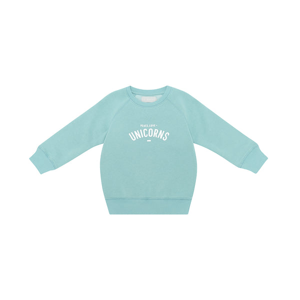 Duck Egg 'PEACE, LOVE + UNICORNS' Sweatshirt