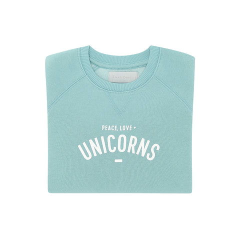 Duck Egg 'PEACE, LOVE + UNICORNS' Sweatshirt