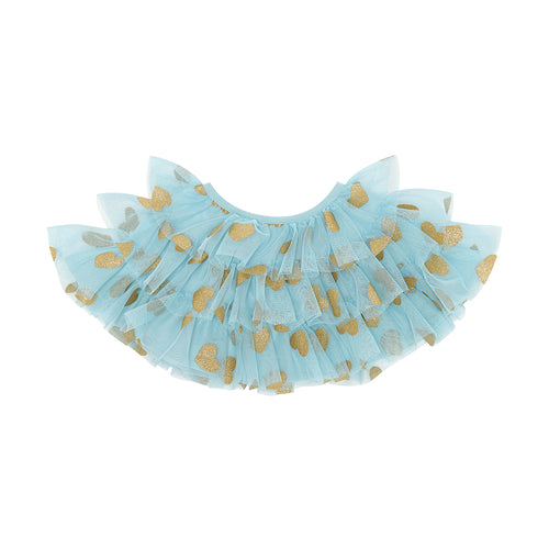 Duck Egg & Gold Glitter Heart Cape
