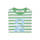 Grass Green & White Breton Striped Number 2 T Shirt